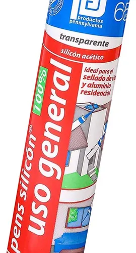 Sellador De Silicón Acético Pennsylvania Pepe Blanco Transparente En Tubo 280ml
