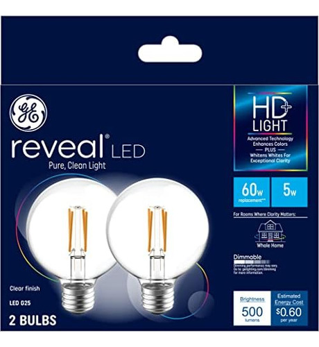 Bombillas Led Reveal, 60 Vatios, Bombillas De Globo G25...