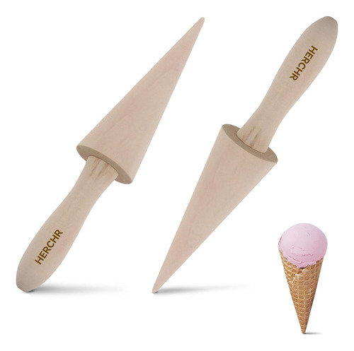 Rodillo De Cono De Madera Para Gofres Y Helado Krumkake