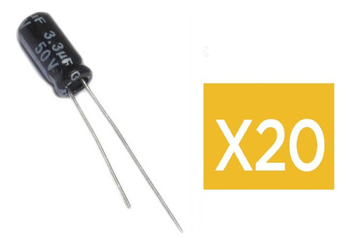 Pack 20 Condensador Electrolitico 3,3uf Capacitor 50v