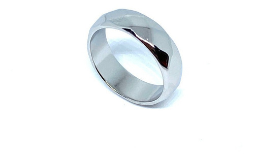 Imagen 2 de 4 de Argolla Acero Inoxidable Plateada Facetada 5mm
