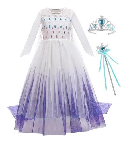 Vestido Disfraz Blanco Elsa Blanco Frozen 2 Fiesta Frozen 2 | Envío gratis