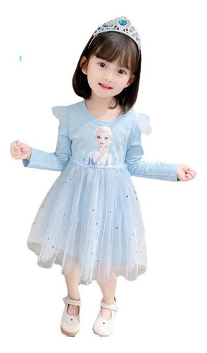 Vestido De Manga Larga De La Princesa Elsa De Frozen