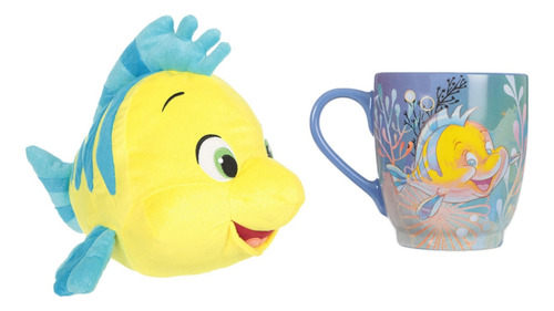 Peluche Flounder+taza Ariel De La Sirenita De Disney Store 