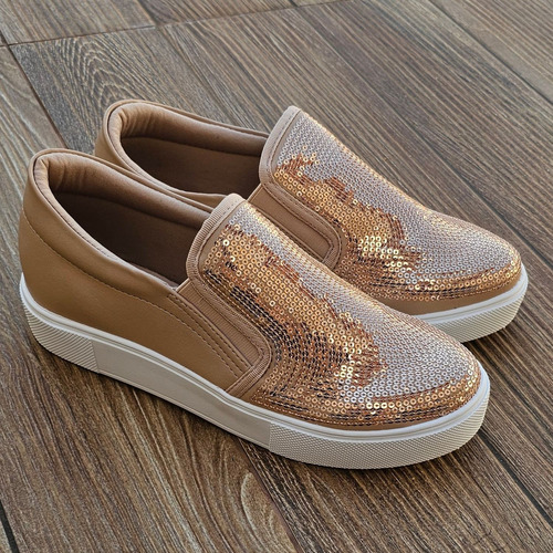 Tenis Feminino Slip On Conforto Vivaflex Paetê - 314536