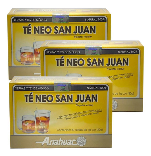 Té Hierba De San Juan 30 Sobres Anahuac 3 Cajas Neo San Juan