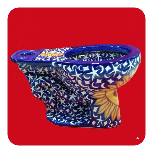 Imagen 3 de 4 de Wc Sanitario Taza + Tanque Cerámica Tipo Talavera Eclipse M4