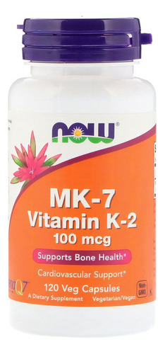 Vitamina K2 Mk7 100mcg (120vcaps) Now Foods