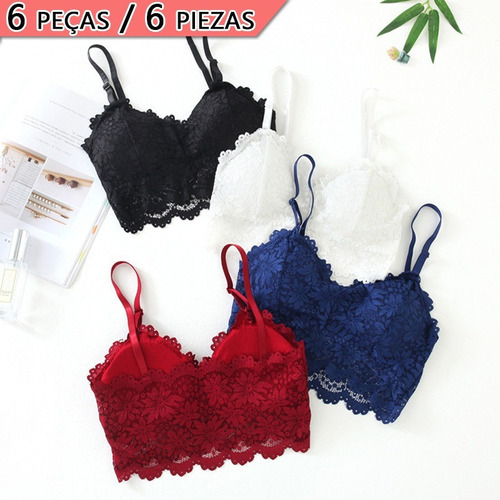 6pcs Sexy Encaje Bralette Tubo Tops Bandeau Verano Mujer