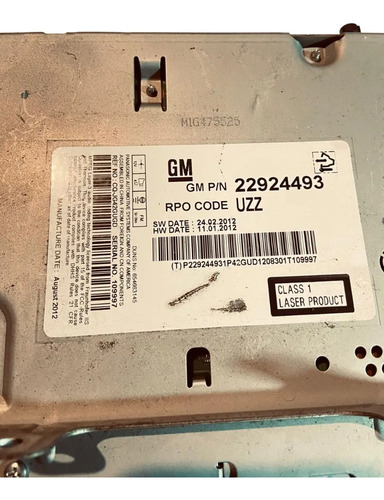 Modulo Radio Gm Cruze 12 A 17 - 22924493 (Usado)