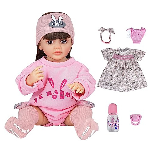 Muñeca Reborn De 22 Pulgadas Largo Cabello, 2 Sets De ...