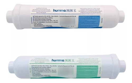 Filtro Inline Humma Para Bajo Mesada Y Dispenser A Red Anmat