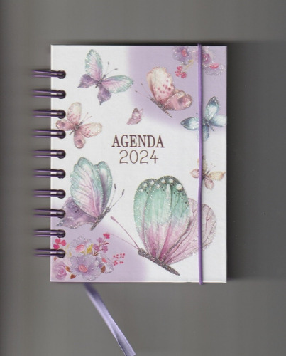 Agenda 2024 Pequena Diária Borboletas Em Glitter Coloridas Cor da capa Lilás