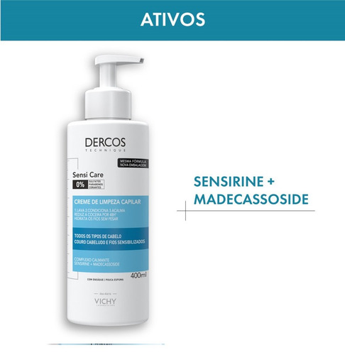Imagem 4 de 7 de Creme De Limpeza Calmante Dercos Sensi Care 400ml Vichy
