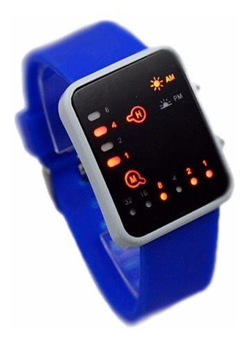 Reloj Binario De Leds Color Azul Producto De Moda Geek