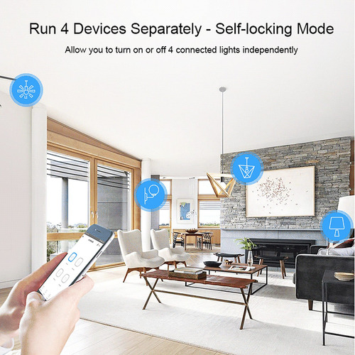Imagem 5 de 8 de Sonoff 4ch R3 Itead 4 Gang Wifi Interruptor 4 Way Montagem W