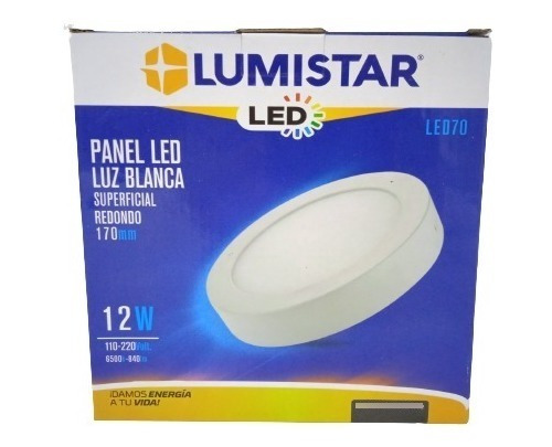 Lámpara Led Panel 12 W Sobreponer Redonda Blanca 