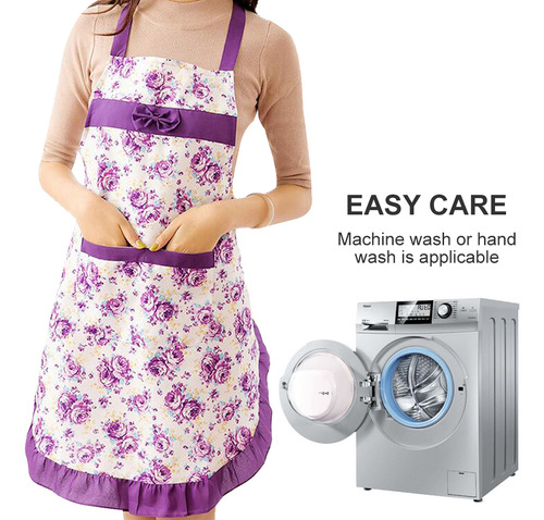 Delantal Tipo Babero Flow Lace Con Bolsillos Para Cocinar Y