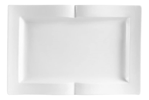 Platos Porcelana, Rectangular Color Blanco, Caja De 12