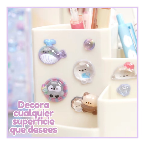 Pegatinas 3d Kawaii Relieve Cristal Calcomanías Decorativas Personaje Paquete 3
