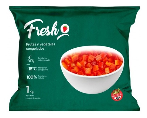 Morrón Rojo Cubeteado Congelado Fresh Bolsa X 1 Kilo