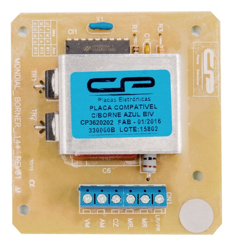 Placa Lavadora Mondial C Borne Azul 330060b / 330061b Cp0202 127/220v