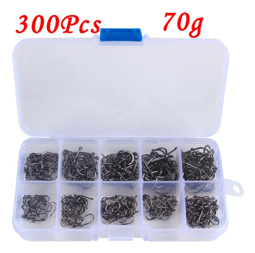 300pcs / Set Surtido De Anzuelos De Acero Al Carbono Caja De