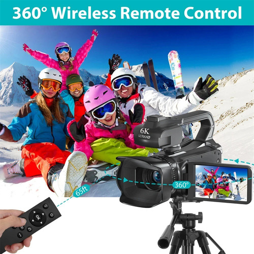 Videocámara Profesional De 64mp 6k Hd,18x,wifi Con 128gb Sd