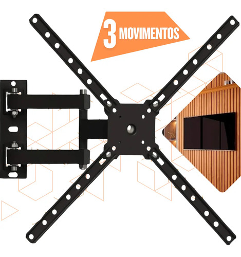 Suporte Tv Parede Tri Articulado 10 a 60" Led Oled Qled Reforçado 30kg