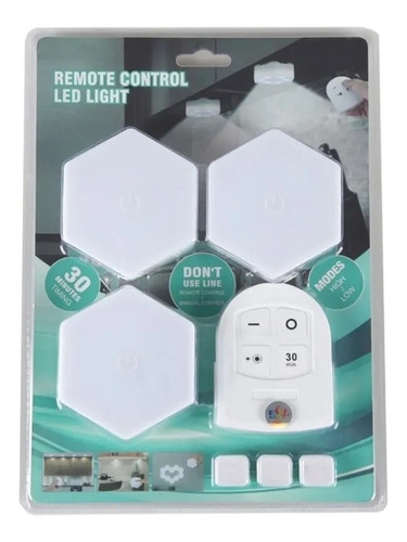 Pack De 3 Luces Led Hexagonal Con Control Remoto