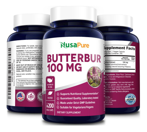 Suplemento De Extracto De Petasita De Nusapure, 100 Mg, 200