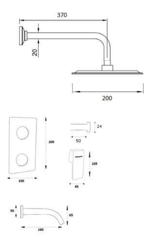 Imagen 2 de 5 de Griferia Ducha Bañera Peirano Soria Black Monocom