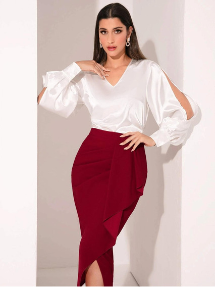 paso molestarse Realizable Elegante Conjunto De Falda Larga Y Estilizada Blusa | MercadoLibre 📦