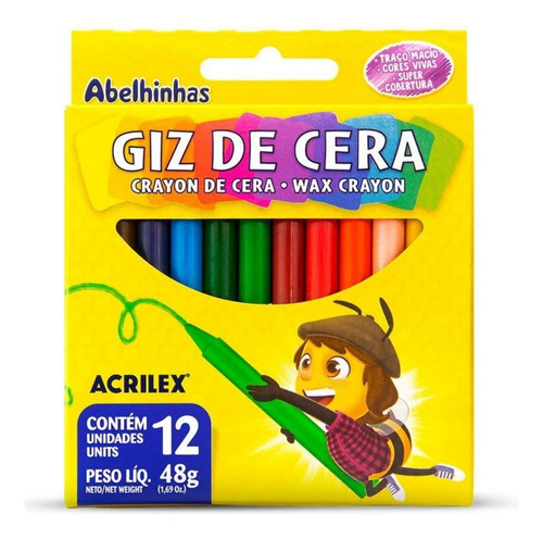 Giz De Cera 12 Cores Acrilex