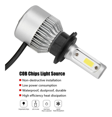 Par De H7 Led 36w 8000lm Faro Coche Hi/lo Beam Auto Car N