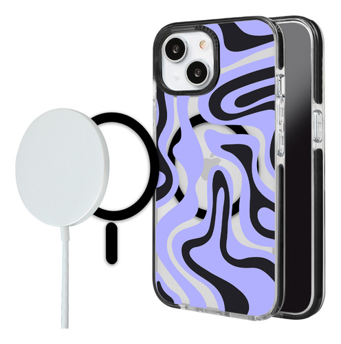 Funda Para iPhone Magsafe Para Mujer Curvas Moradas Uso Rudo
