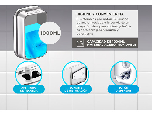 Dispenser Simple Ducha Shampoo Acondicionador Soporte Pared