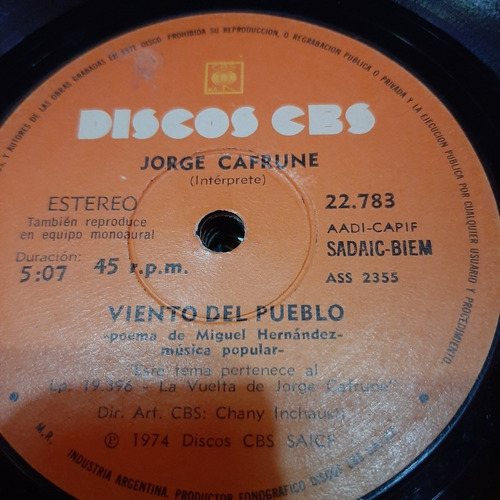 Simple Jorge Cafrune Discos Cbs C22