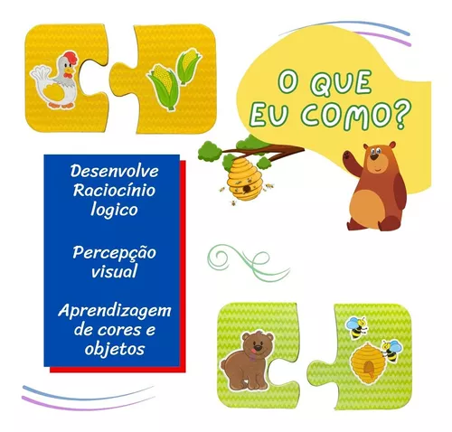 Brinquedo Educativo Didático O Que Eu Como? Coleção Madeira Be A