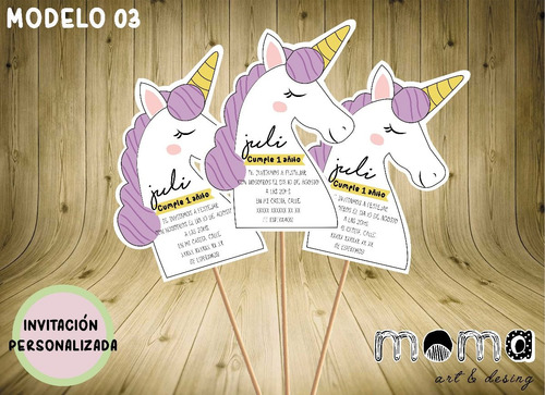 Invitaciones Imprimibles Y Digitales - Unicornio