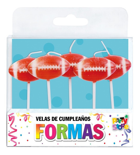 Party Store- Velas Formas Set Pelota De Rugby X 5 Cumpleaños