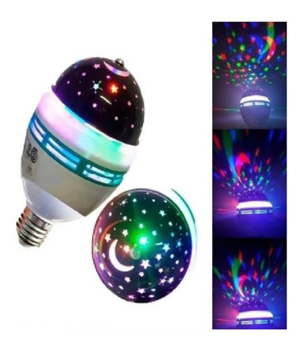 Imagen 3 de 3 de Foco Led Giratorio 3 Watts Colores Rgb Luces Luna Estrellas