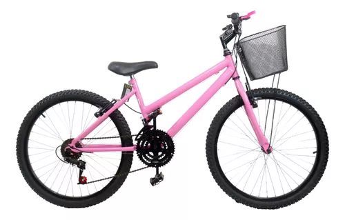 BICICLETA MOUNTAIN BIKE ARO 24 FEMININA - ROSA