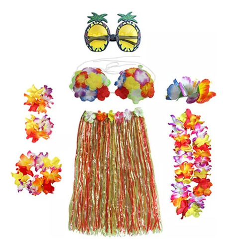 Set De Falda Hawaiana De Hula Para Fiesta De Disfraces.
