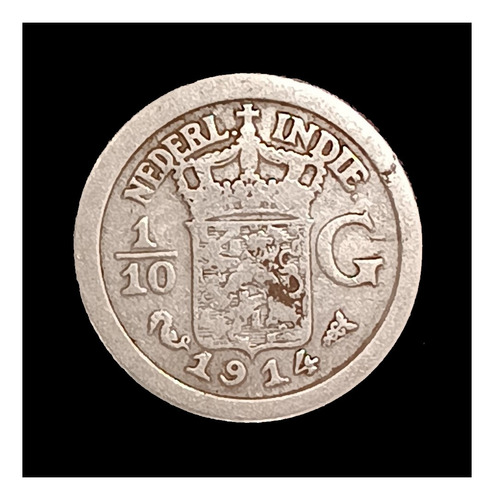Indias Holandesas 1/10 Gulden 1914 Mb Plata Km 311