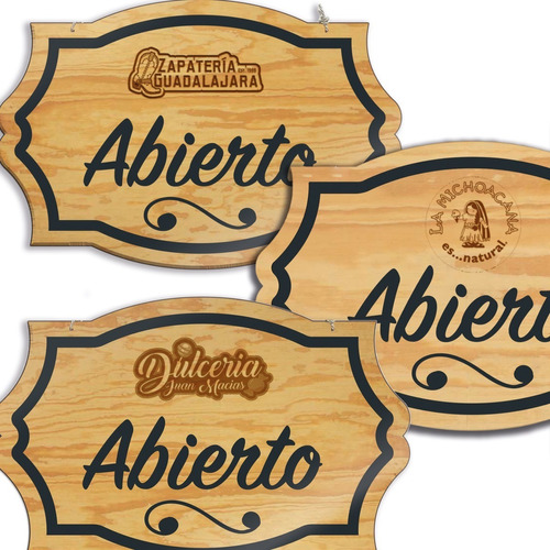 Letrero Abierto - Cerrado Personalizado Logo Láser 30x20cm