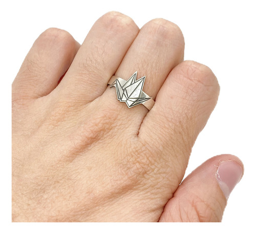 Anillo Grulla Origami Papel Plata 925 Plata 925 A - Chico Plata 925