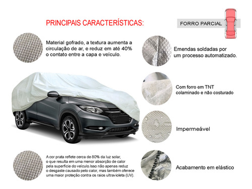 Capa Cobrir Suv Picape Linha Silver Tamanho Xm Forrada Impermeável Marca Hws 211 Sol Chuva Anti Uv cor prateado