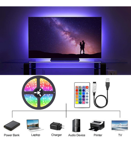 Tira De Luces Bluetooth + 2835rgb De 24 Teclas, No Resistent