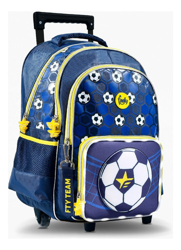 Mochila Con Carro Footy Futbol 18  Azul Y Amarillo (2856)